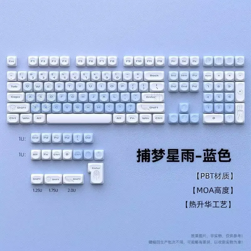 Keycap Features Spot Cross-border Blue Keycap Five-sided Sublimation MOA Height Small Full Set of 120 + Keys PBT