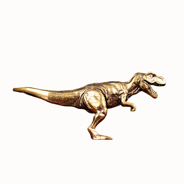 Jurassic Tyrannosaurus Dinosaur Figurines Brass Dinosaur Animal Miniature Ornament Desktop Decoration Craft Gifts