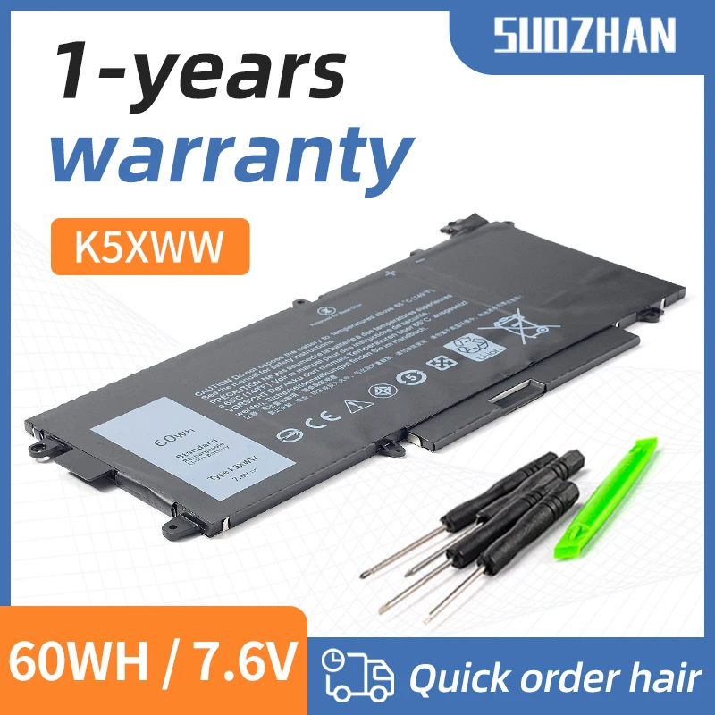 

SUOZHAN K5XWW 7.6V 60WH Laptop Battery For DELL Latitude 5289 7389 2-in-1 L3180 Series High Quality 725KY N18GG Laptop Batter