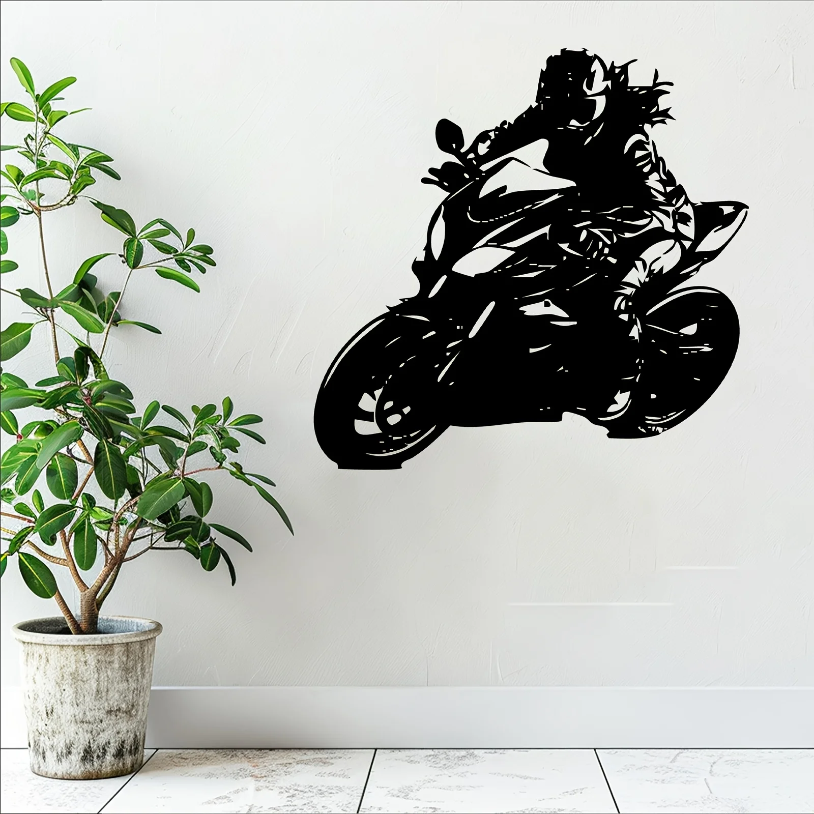 Motorcycle Rider Rustproof Metal Wall Art Weatherproof Flat Aluminum Artwork for Garage Man Cave Indoor Outdoor Home Decor