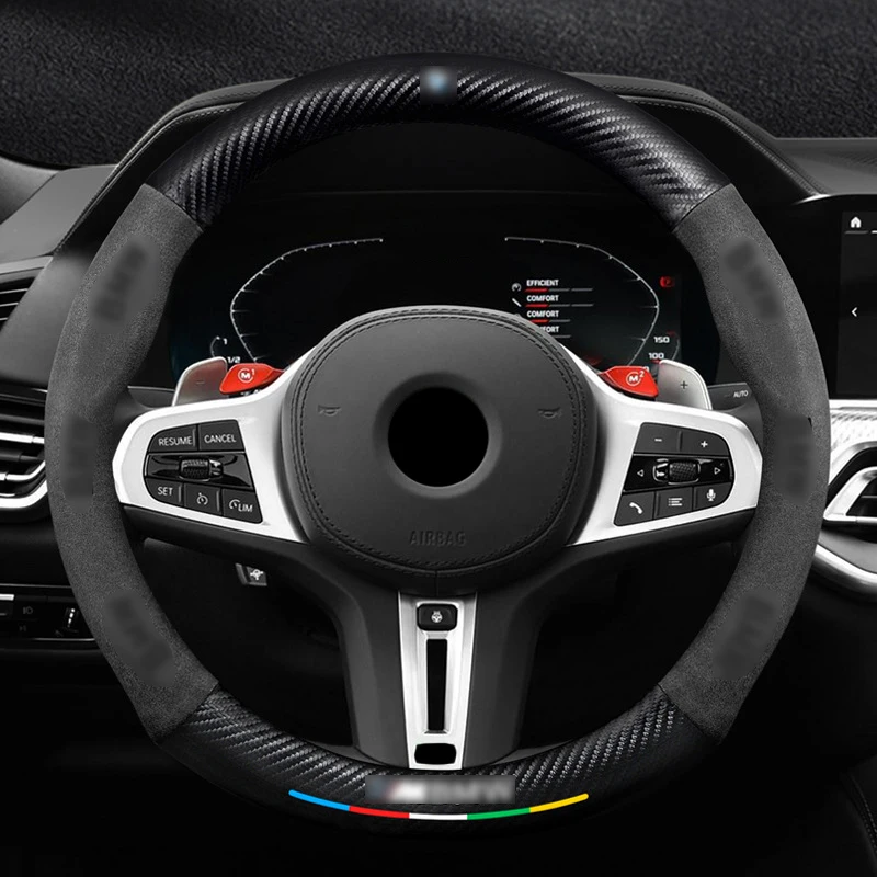 Car Suede Alcantara Steering Wheel Cover For BMW M Power M3 M4 M5 E36 E39 E46 E60 E90 E91 F01 F10 F15 F20 F30 G05 X1 X3 X5 X7