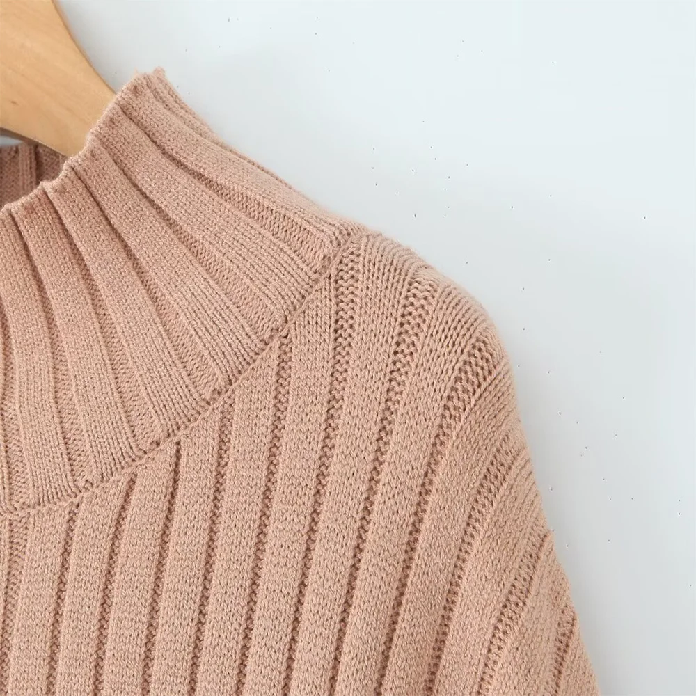 가을 신상 여성 의류 아메리칸 레트로 하이넥 루즈핏 스웨터와 사이드 슬릿 힙허깅 스커트