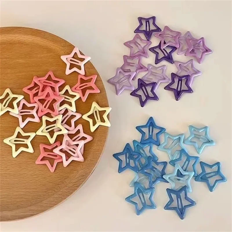 5Pcs Colorful Star Hair Clip Children\'s Colorful Five Pointed Star Girl\'s Side Clip with Small Fragmented Hair BB Clip Headpiece