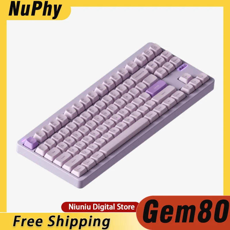 

NuPhy Gem80 Mechanical Keyboard Hot-Swappable Tri-Mode Aluminum Frame Construction DIY Custom Hot-Swap Socket 2.4G Water Proof