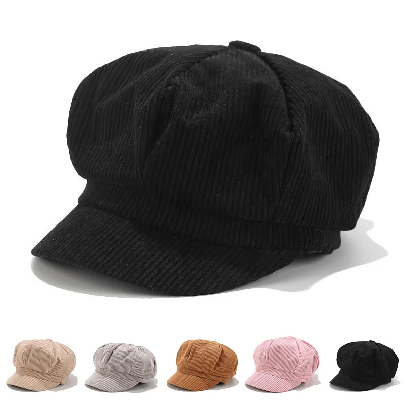 Gorra octogonal de moda Primavera Verano para mujer, gorras de vendedor de periódicos, gorra de pico de pato de calabaza para mujer, boina informal de invierno para mujer, gorra de pintor