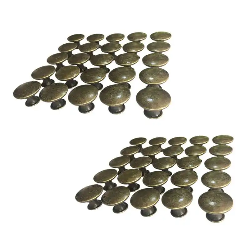 

Promotion! 50PCS Vintage Door Drawer Knobs 30Mm Antique Kitchen Cabinet Cupboard Handles, For Dresser And Cabinet, Old Bronze