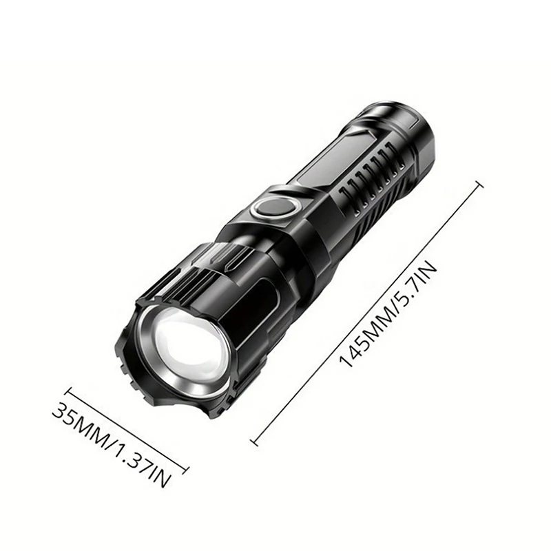 1 Set Portable Zoom Flashlight Lantern Super Bright USB Rechargeable LED Flashlight 3 Modes Outdoor Emergency Torch