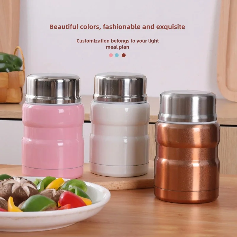 

Stainless Steel Insulated Vacuum Portable Mini Lunch Braising thermos, Cute, 500ml and 750ml