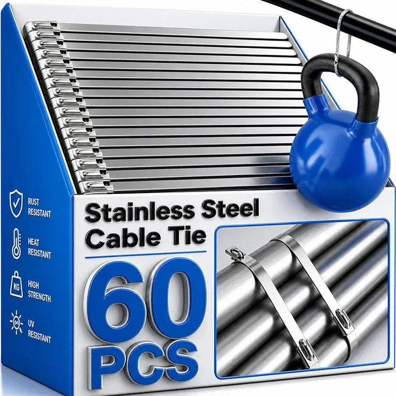 Metal Zip Ties Heavy Duty Stainless Steel Cable Ties for Fixed Fences Chain Link Fence Rolls Exhaust Pipes Self-Locking Zip Ties
