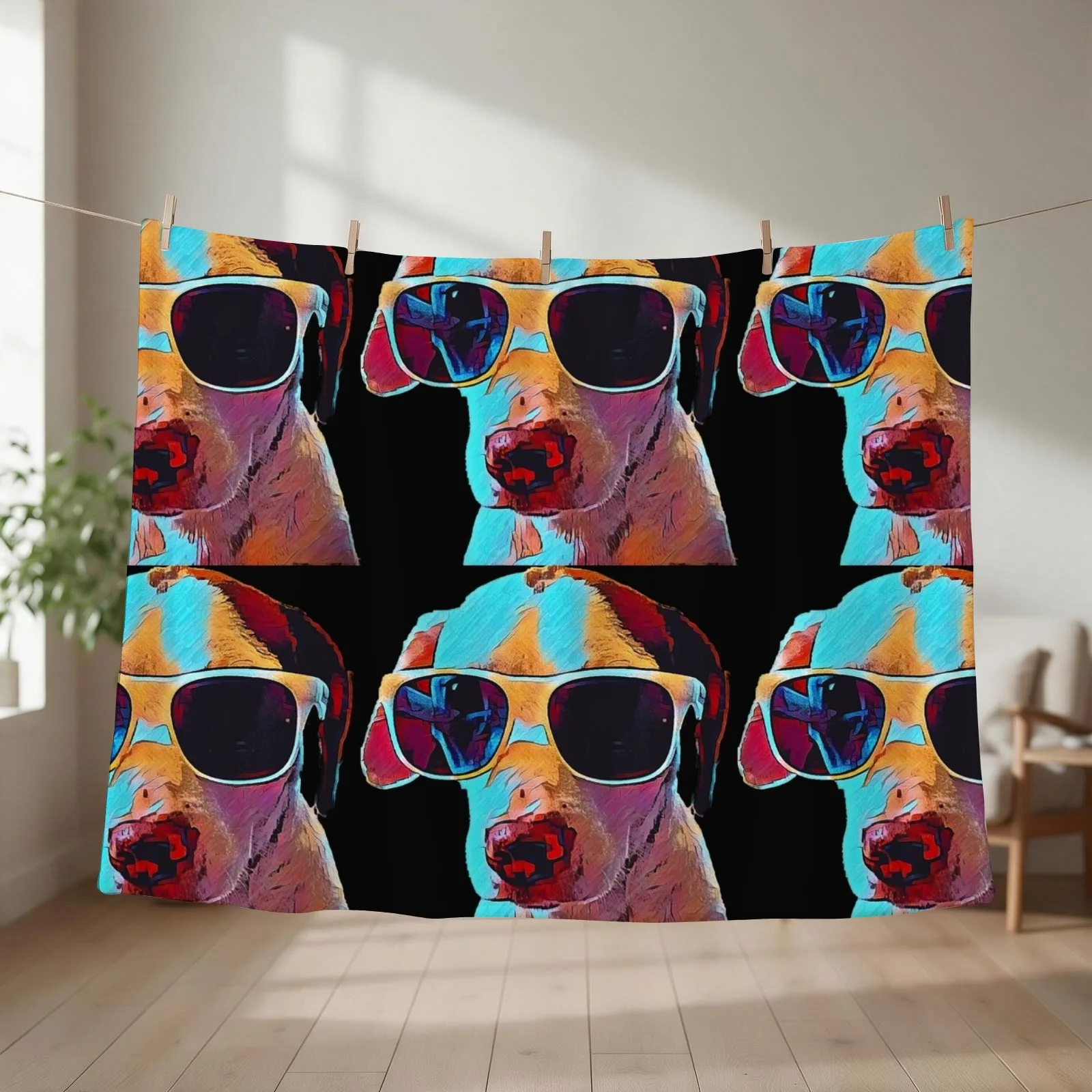 Pitbull in Sunglasses Throw Blanket Warm For Decorative Sofa Luxury Brand Winter beds Blankets