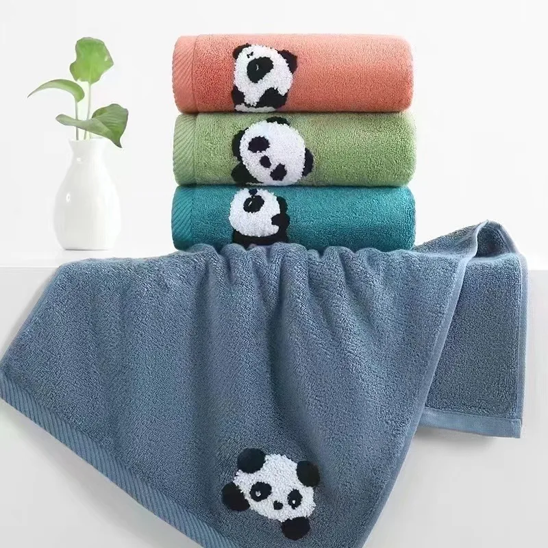 Fiber Panda Thickened Adult Women Body Bath Towel Home Bathroom Soft Children's Wash Towel Beach Towel Men Blue 34X74 70X140