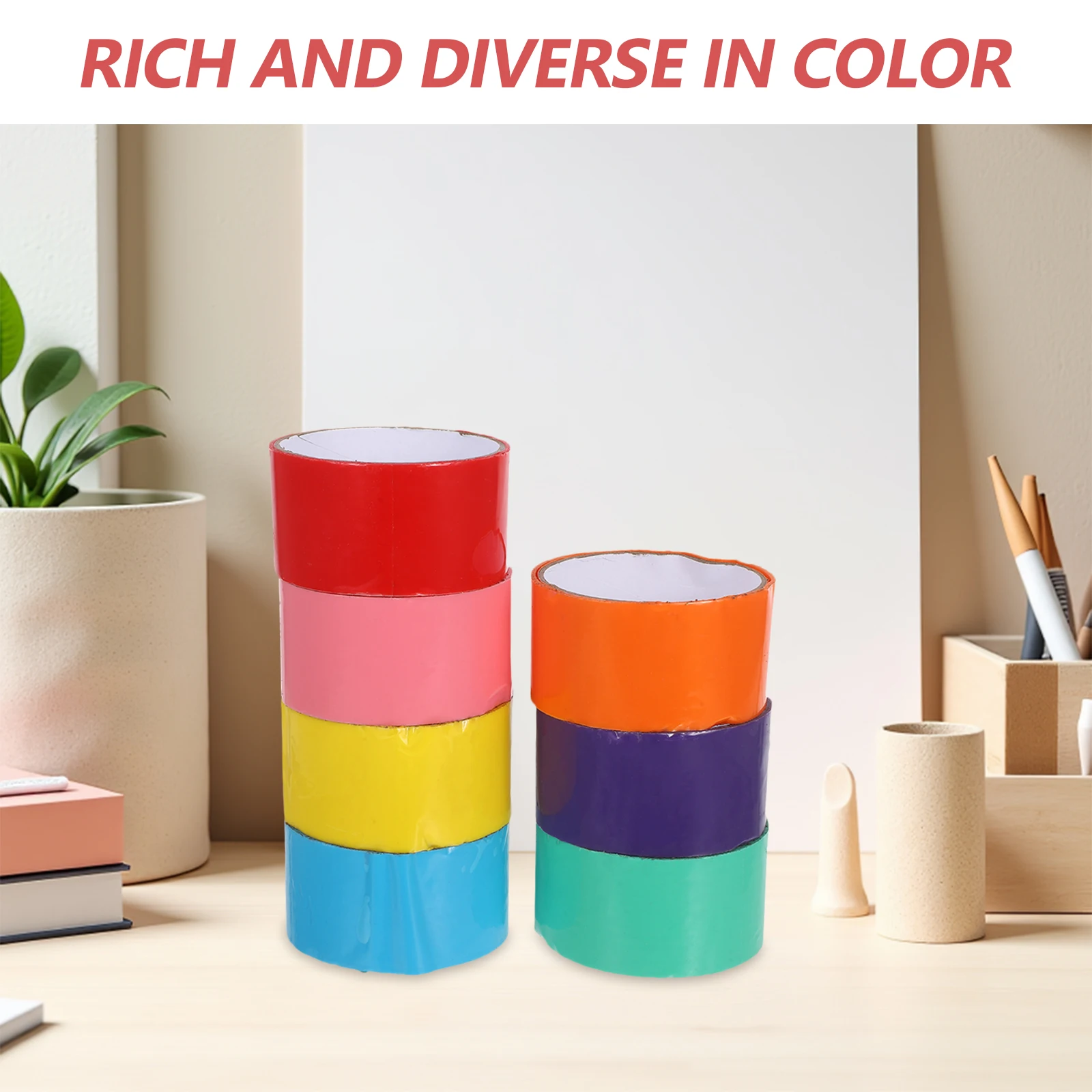 Rouleau de ruban adhésif fort arc-en-ciel, 7 pièces, large boule collante, artisanat pour enfants et adultes, décompression sensorielle, rouleau de ruban adhésif coloré