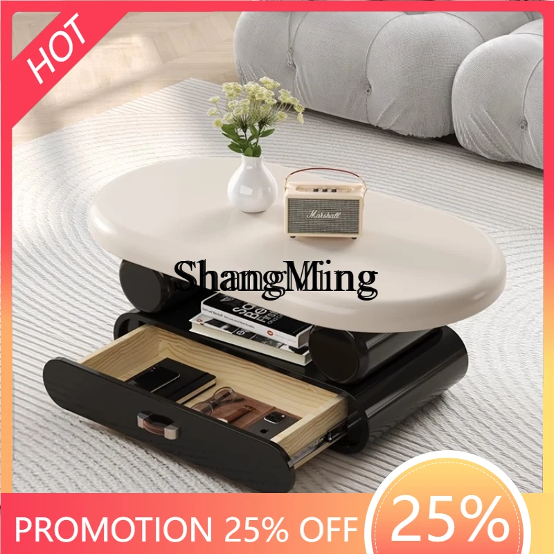 

ZYY living room household small apartment coffee table light luxury sense modern very simple oval storage coffee table