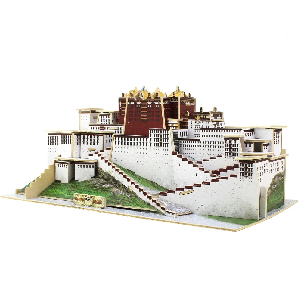 Chinese Potala Palace in Tibet World Famous Architecture 3D Wooden Puzzle DIY Toy Girl Boy Birthday Christmas Gift 1pc