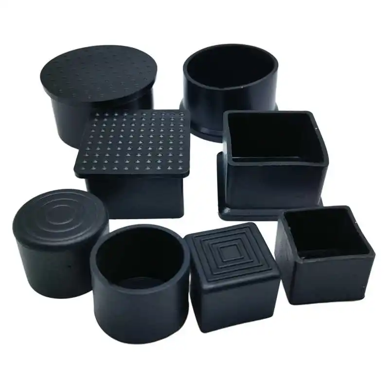 PVC Black Furniture Table Foot Tip Chairs Legs Pad Protector Cover Square/Round Caps Pipe Plug Lid Tube Hole Protection End Cap