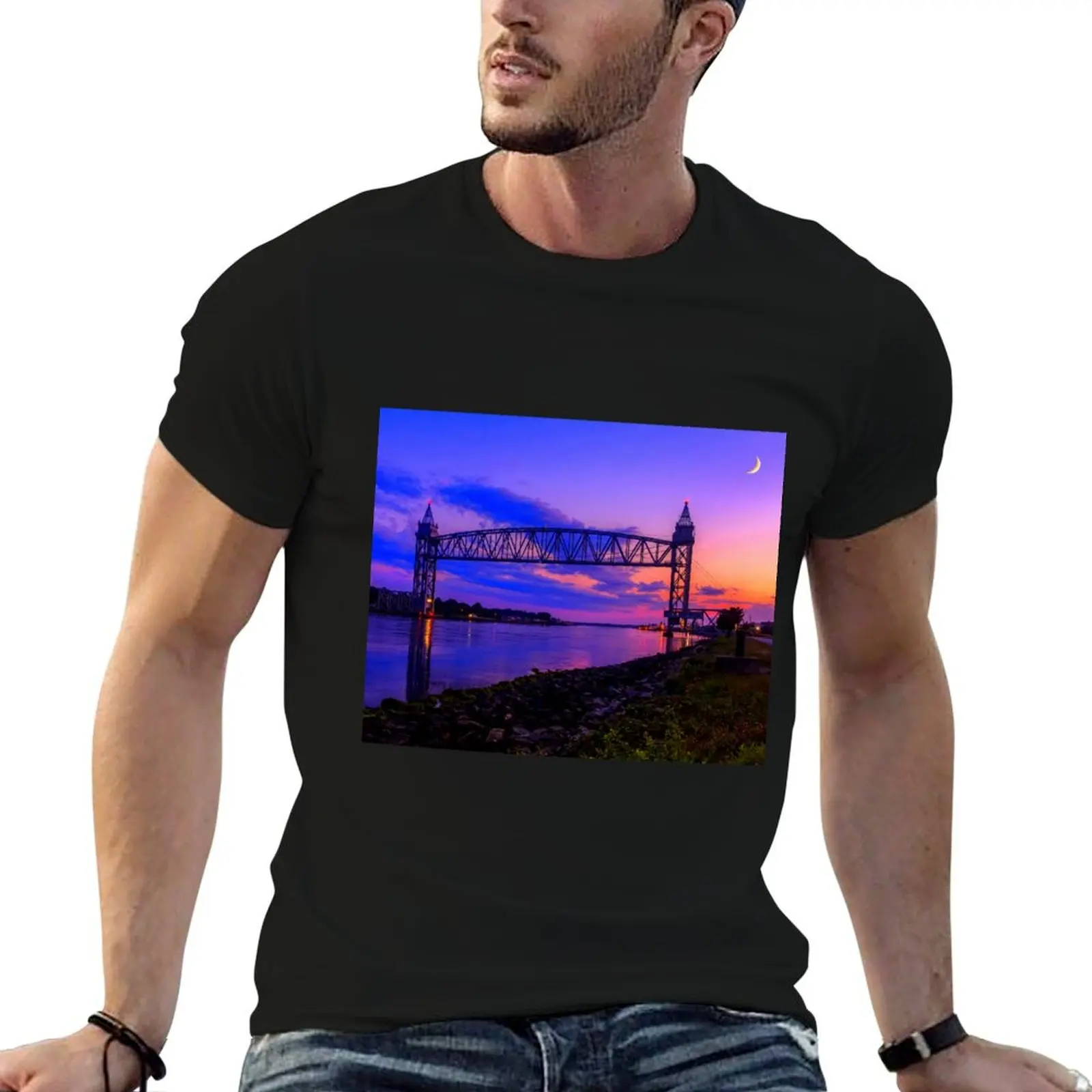 

Magical Sunset at the Cape Cod Railroad Bridge T-Shirt man t shirt summer t shirts for man graphic funny T-Shirt