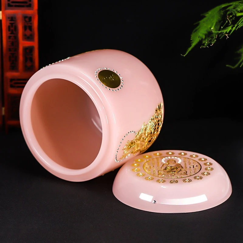 Funeral supplies, ashes altar, glazed hibiscus jade, Jizang King's ashes bucket