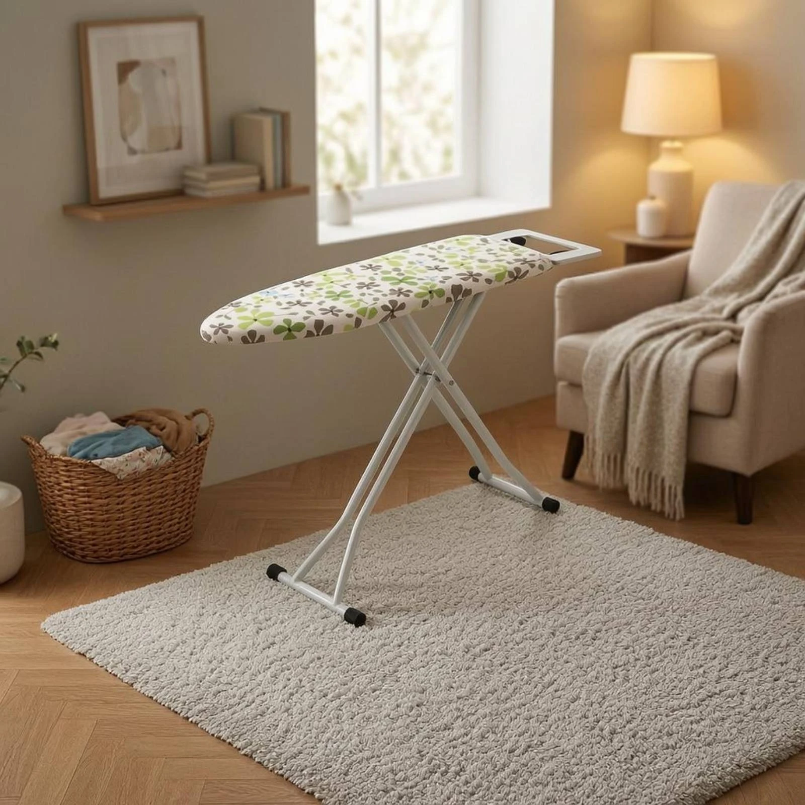 

Foldable Ironing Board Rubber Feet Standing Ironing Board Laundry Accessory Stable Heavy-Duty Steel Frame