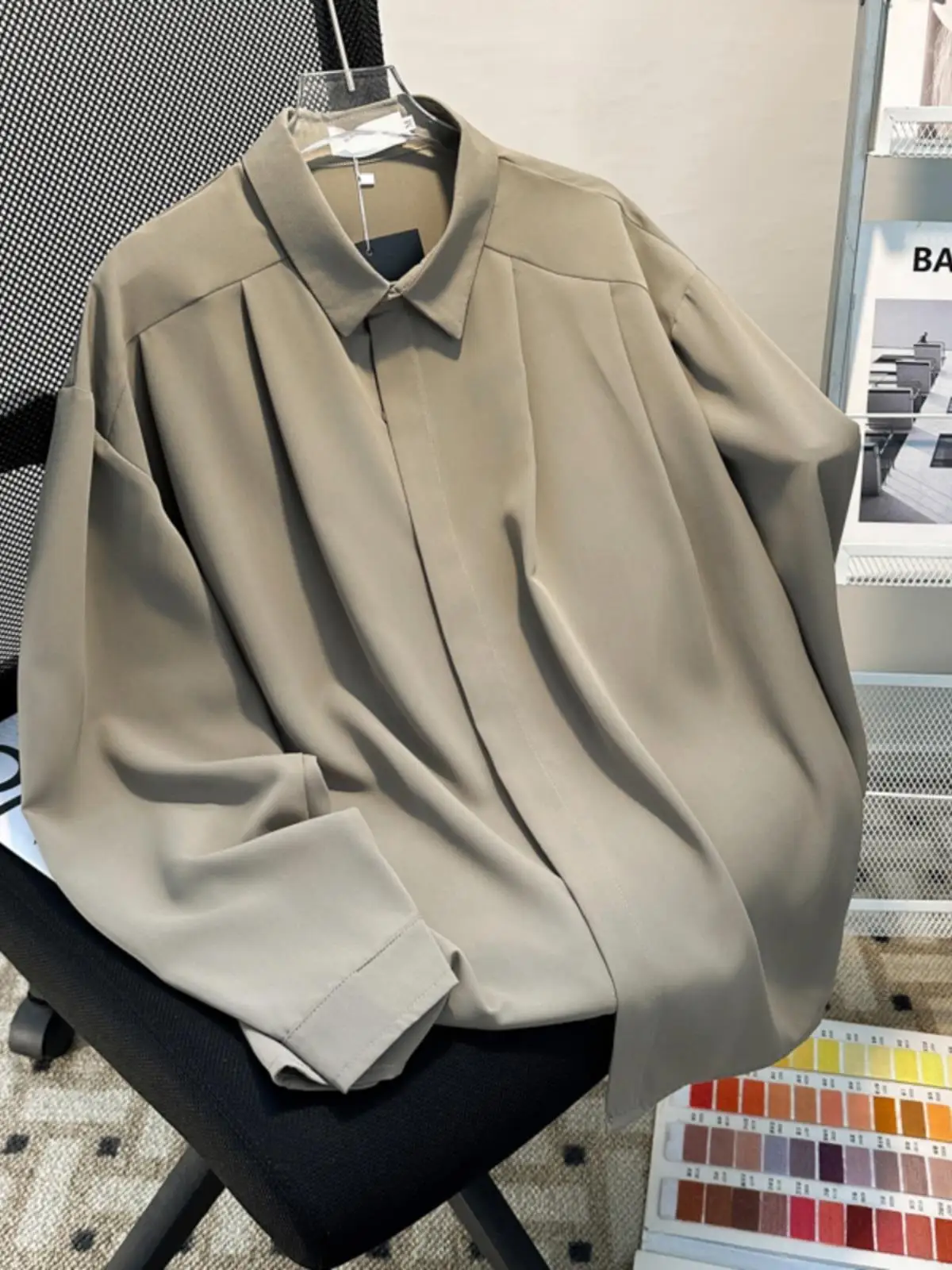 

Мужская толстовка Laid-ba Long Sve, весна-осень, свободного кроя, в корейском стиле, из искусственной кожи, не мнется...