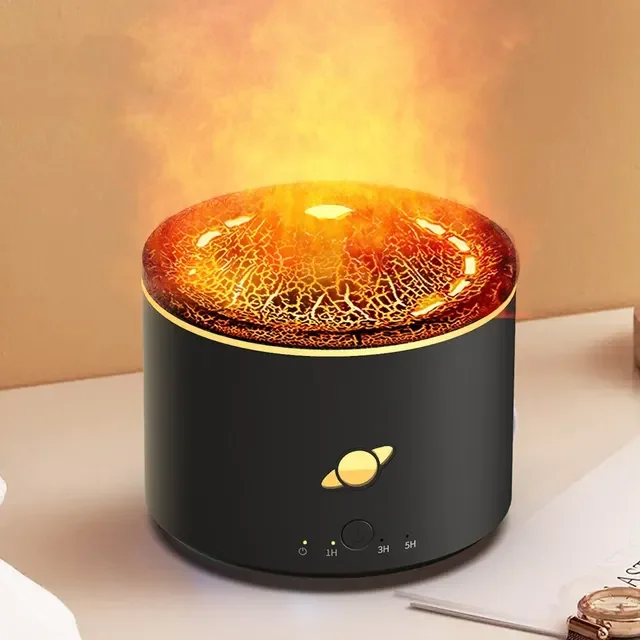 

Volcano Aromatherapy Machine Simulation Flame Air Humidifier USB Fragrance Diffuser Maker With Color Ambient Lights 230ML