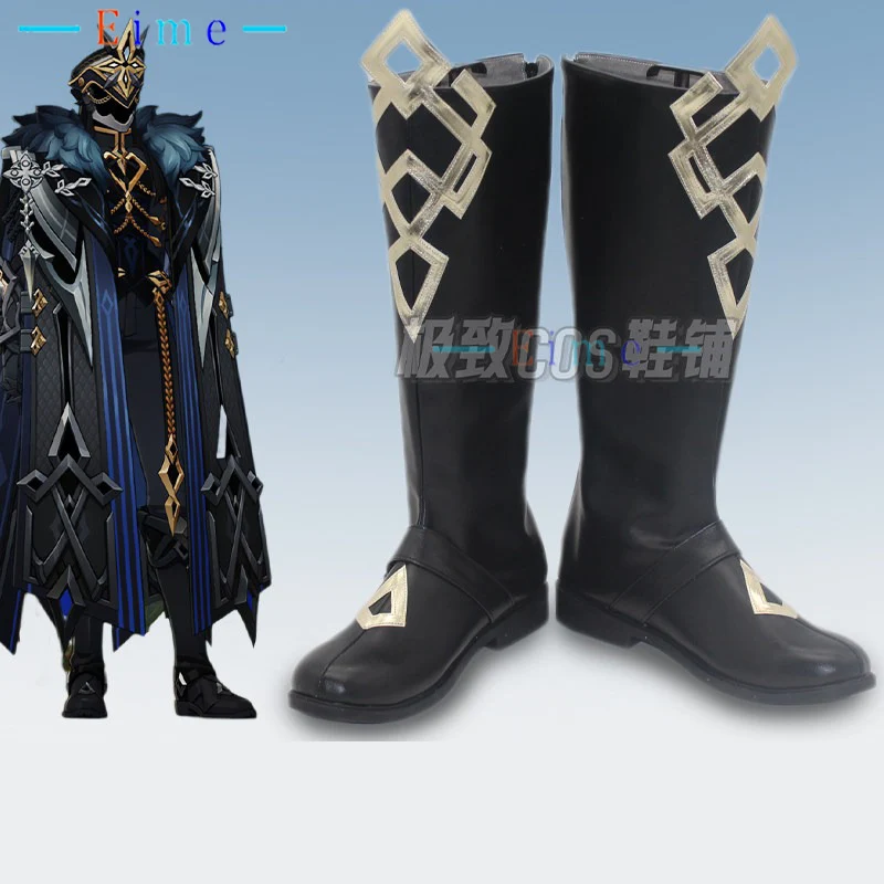 

Ботинки Capitano Black для косплея по игре Genshin Impact, аксессуары для аниме, обувь из искусственной кожи, ботинки для Хэллоуина и карнавала, на заказ