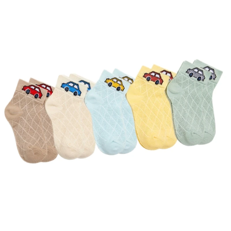 5 Pairs Cartoon Socks for Children Soft Comfortable Wear Combed Cotton Elastic Ankle Socks Lovely Pattern Kids Socks