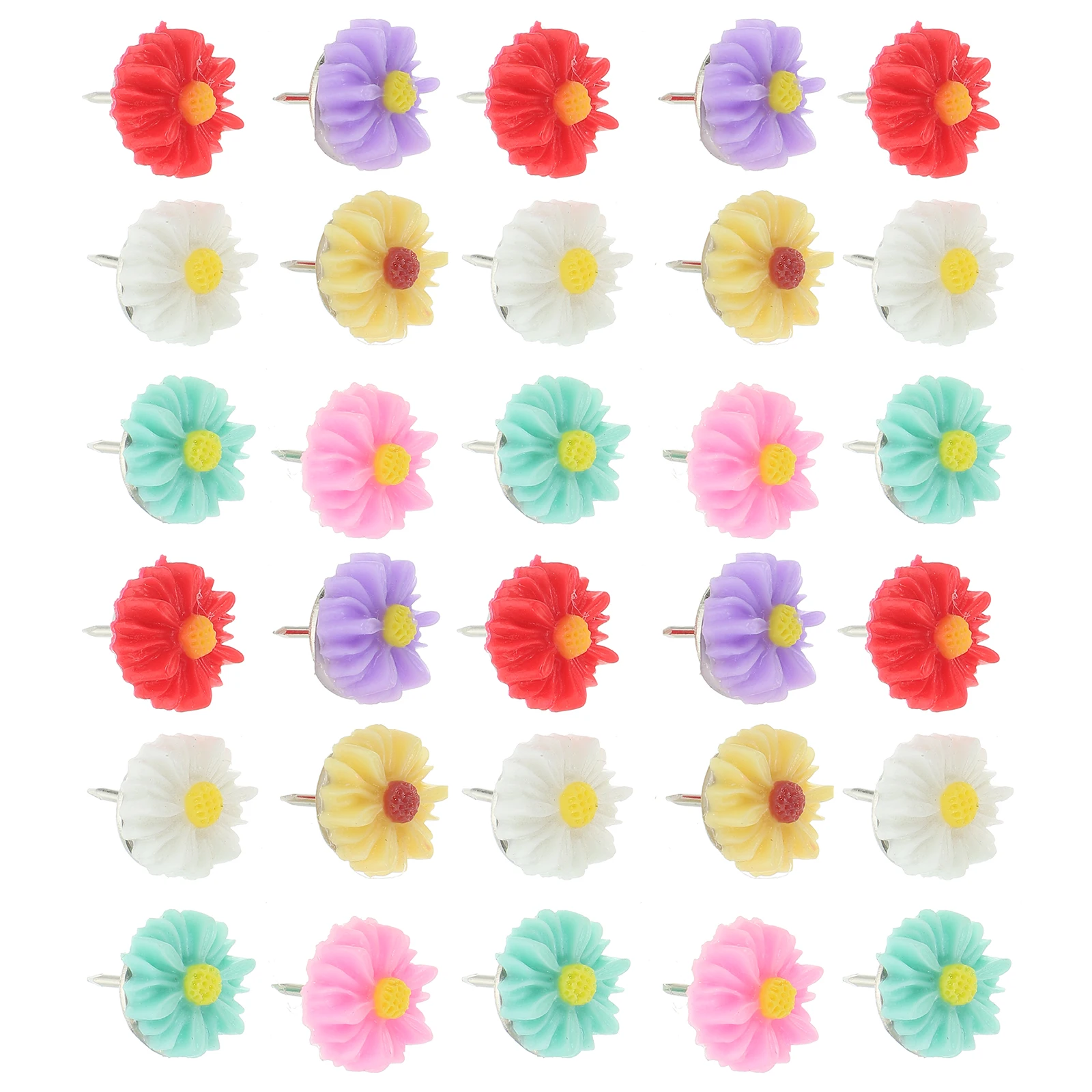 

30 pcs 1.3X1.3Cm Colorful Flower Push Pins Creative Decorative Thumbtacks For Home Office School Bulletin Board Safe