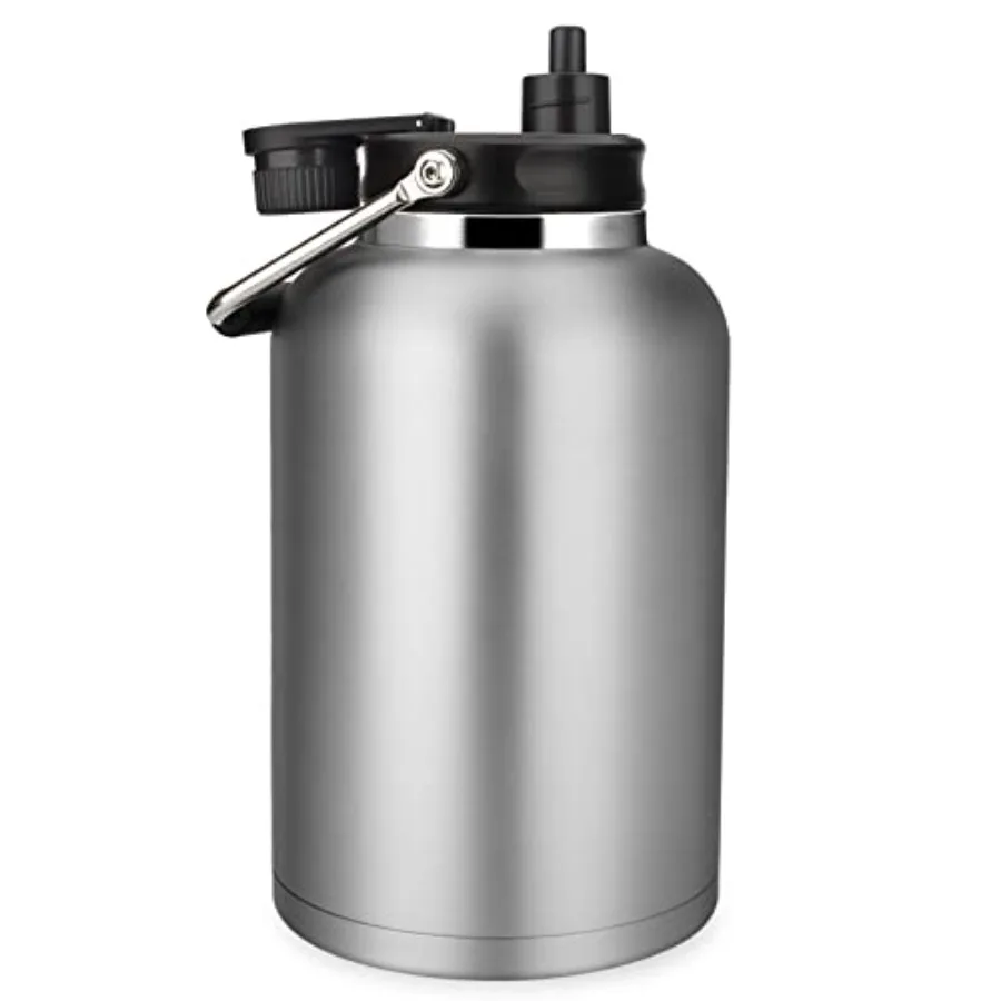 

One Gallon Jug with Straw 128 oz Double Wall Vacuum Insulated Sports Water Bottle Keeps Cold up to 48 Hours Leak-Proof and Swea