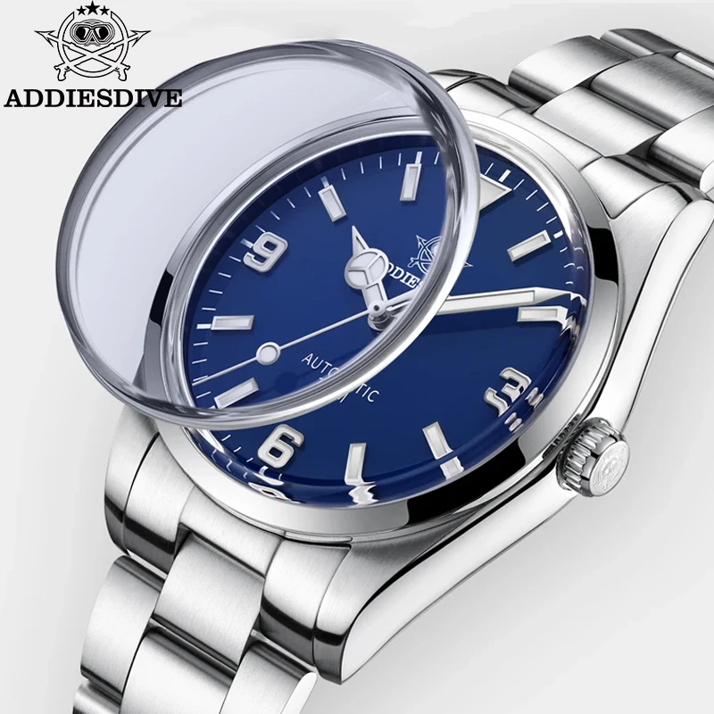 ADDIESDIVE AD2113 Men\'s Mechanical Automatic Watch NH35 Sapphire Bubble Mirror Pot Cover Glass BGW9 Luminous Men Diving Watches