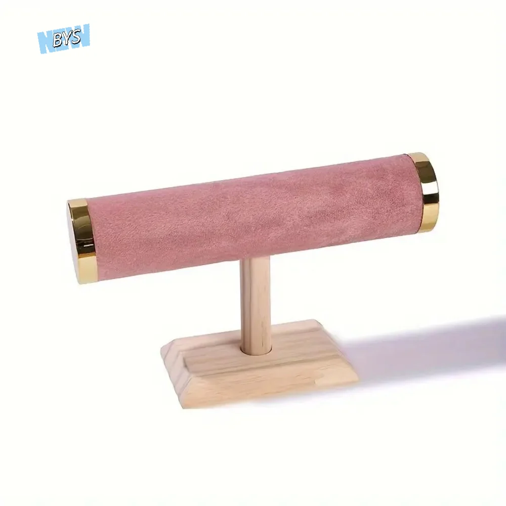 

T-bar Bracelet Display Stand Wooden Hairband Watch Jewelry Rack Holder Velvet Organizer Rack Jewelry Storage Stand Woman Girls