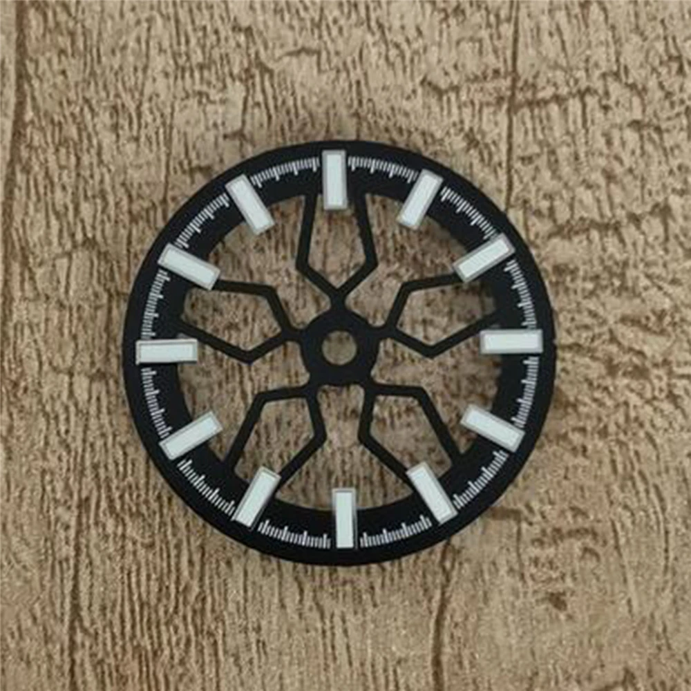 Neues NH70-Zifferblatt, 28,5 mm Zifferblatt, hohles Rad, grün leuchtendes Uhrenzubehör für NH70-Uhrwerk, Zifferblätter