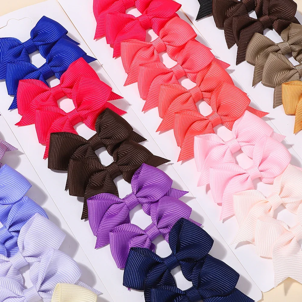 10 ชิ้น/เซ็ตน่ารัก Bows คลิปผมเด็กสี Candy สําหรับสาวเจ้าหญิง Hairpins Barrettes เด็ก Grosgrain อุปกรณ์เสริมผม