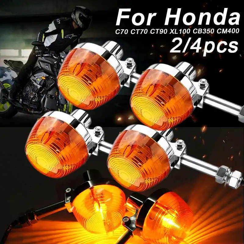 2/4X 10mm Motorcycle Turn Signal Light For Honda XL100 C70 CT70 CT90 CB350 CM400 CB450 CB750 Indicators Flasher Blinkers Lamp