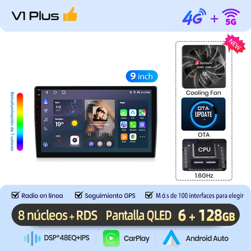 Junsun Radio Voz AI para Seat Leon MK3 2012 2013-2020 CarPlay inal Privatbrico Android Auto autoradio 2DIN con Bluetooth DAB + GPS RDS
