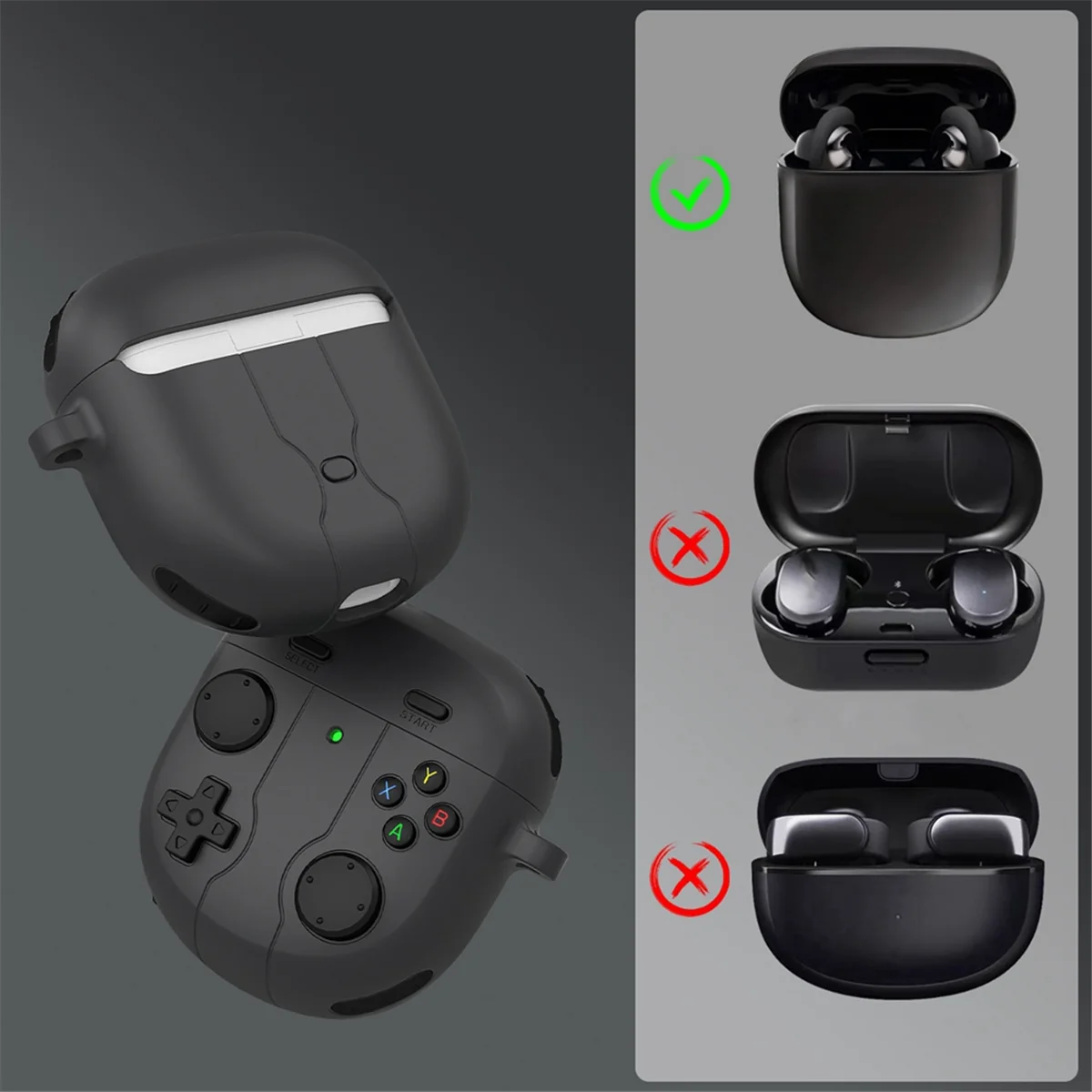 Silikon-Kopfhörerabdeckung im Retro-Spielekonsolen-Stil, Kopfhörerabdeckung für Kopfhörerabdeckung der Ultra II/III Generation, Dunkelgrau