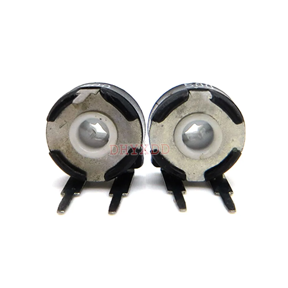 5pcs PT10 Adjustable Resistance Potentiometer 1K 2K 3K 5k 10k 20k 50k Horizontal Arrow Hole Potentiometer PIHER PT-10