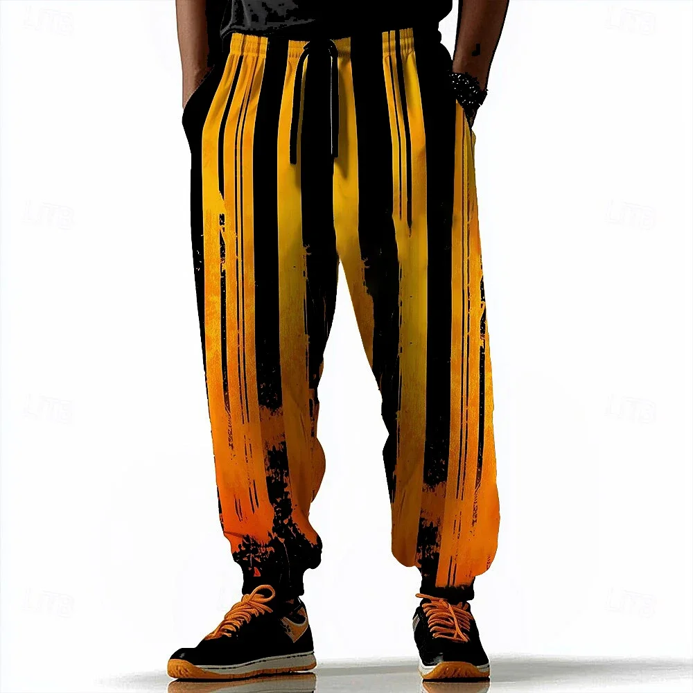 Herren-Halloween-Jogginghose mit gruseligem Kürbis-Motiv, 3D-Druck, Kordelzug, Taschen, gestreifte Bündchen, lässige Party-Streetwear-Hose – Detail 6