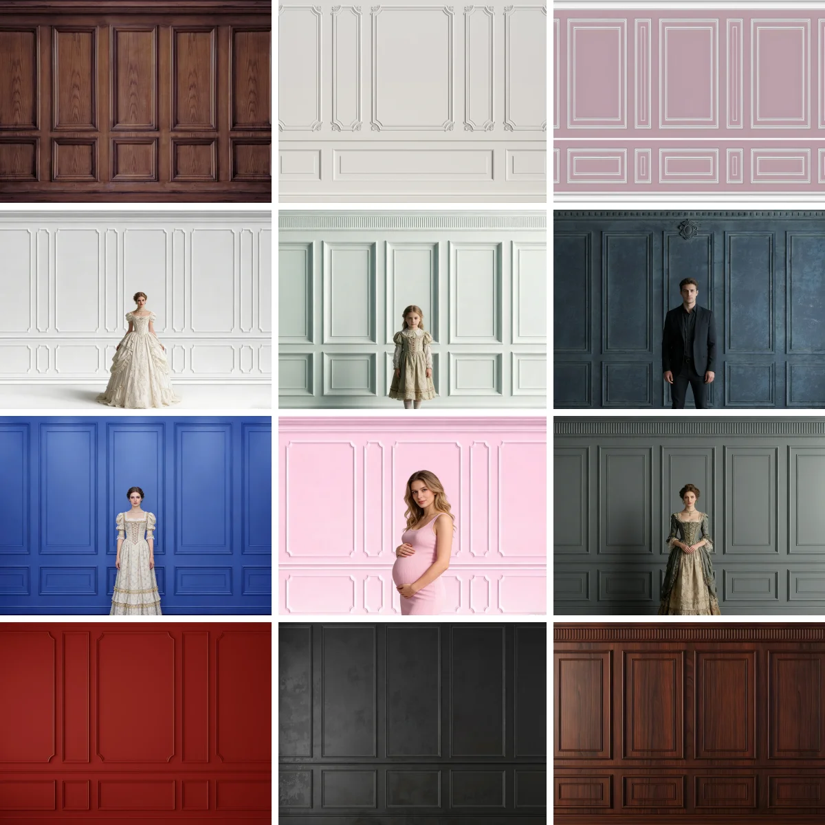 Einfarbiger Vintage-Schloss Europäischer Wand-Fotohintergrund für Kinder, Schwangerschaft, Hochzeit, Erwachsenenporträts, Fotostudio
