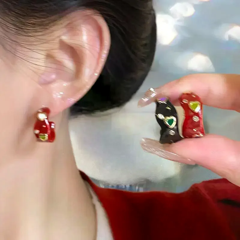 Vintage Enamel Drip Glaze Hoop Earrings Premium Exquisite Trendy Statement Stud Earrings Party Jewelry Gift