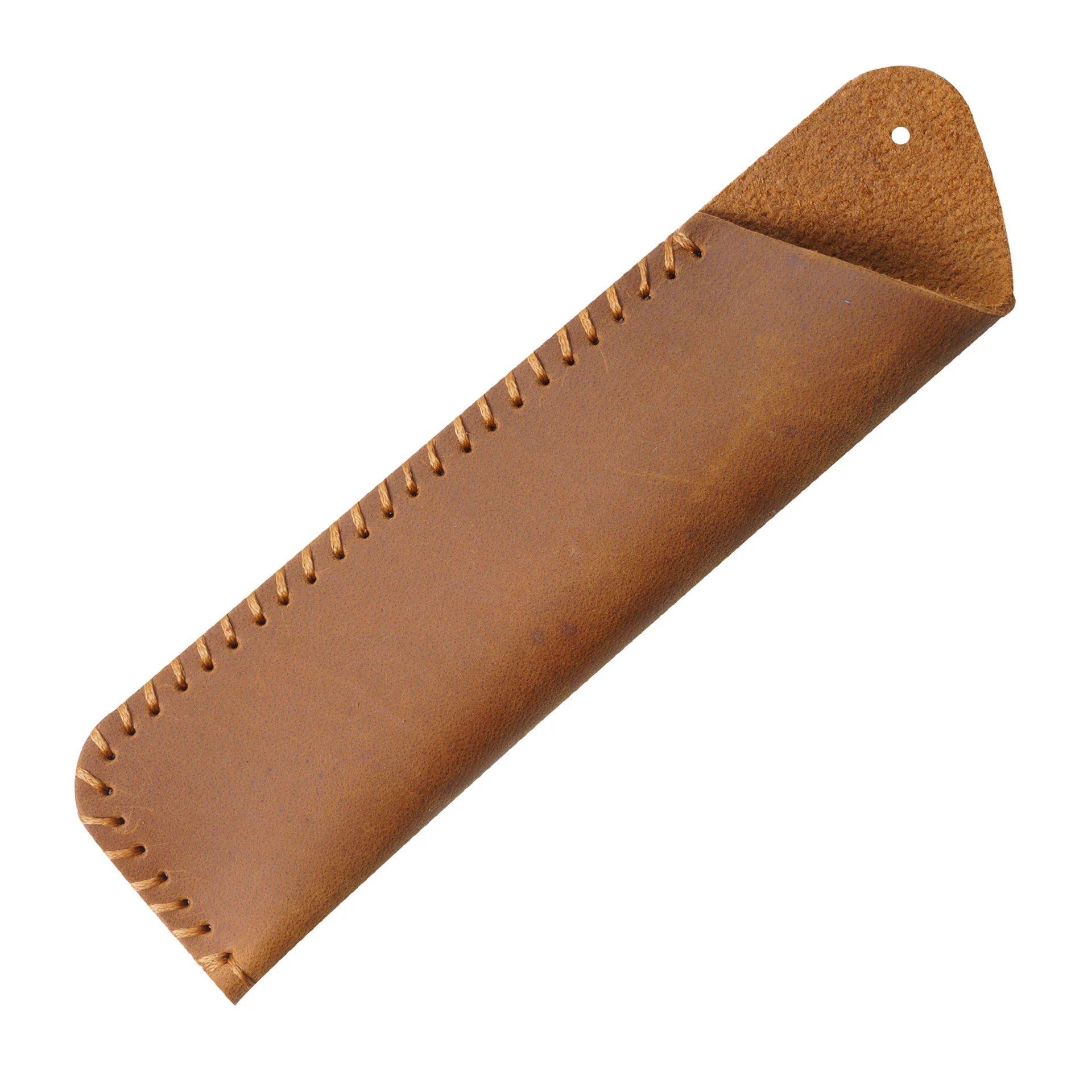 

Genuine Leather Pencil Bag With Flower Embossed Leather Boy's and Girl's School Students Pen Holder Simple Retro Pencil Bag