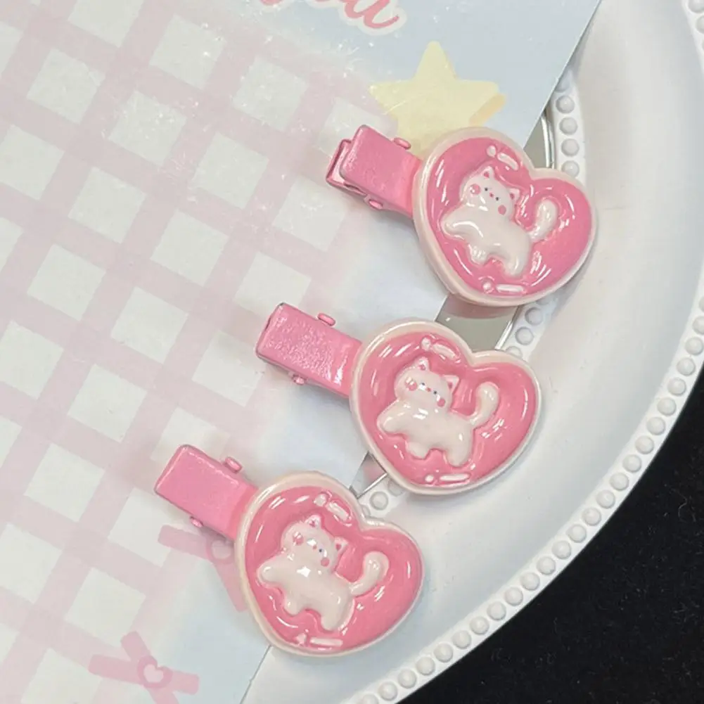 2 Pcs Love Hair Clip Pink Duck Beak Clip Cute And Clip Sweet Clip Headwear con New Heart Style Cartoon Edge Bang G U9t8