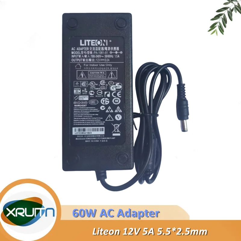 

PA-1061-71 Liteon 12V 5A AC DC адаптер зарядное устройство 60W источник питания 5,5*2,5 мм оригинал