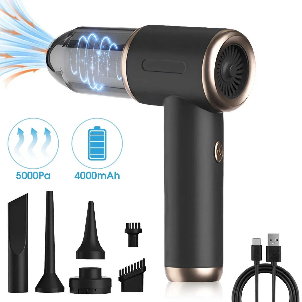 Aspiradora de coche, soplador de polvo inalámbrico, plumero de aire comprimido, máquina de limpieza de migas de teclado de ordenador portátil, electrodoméstico