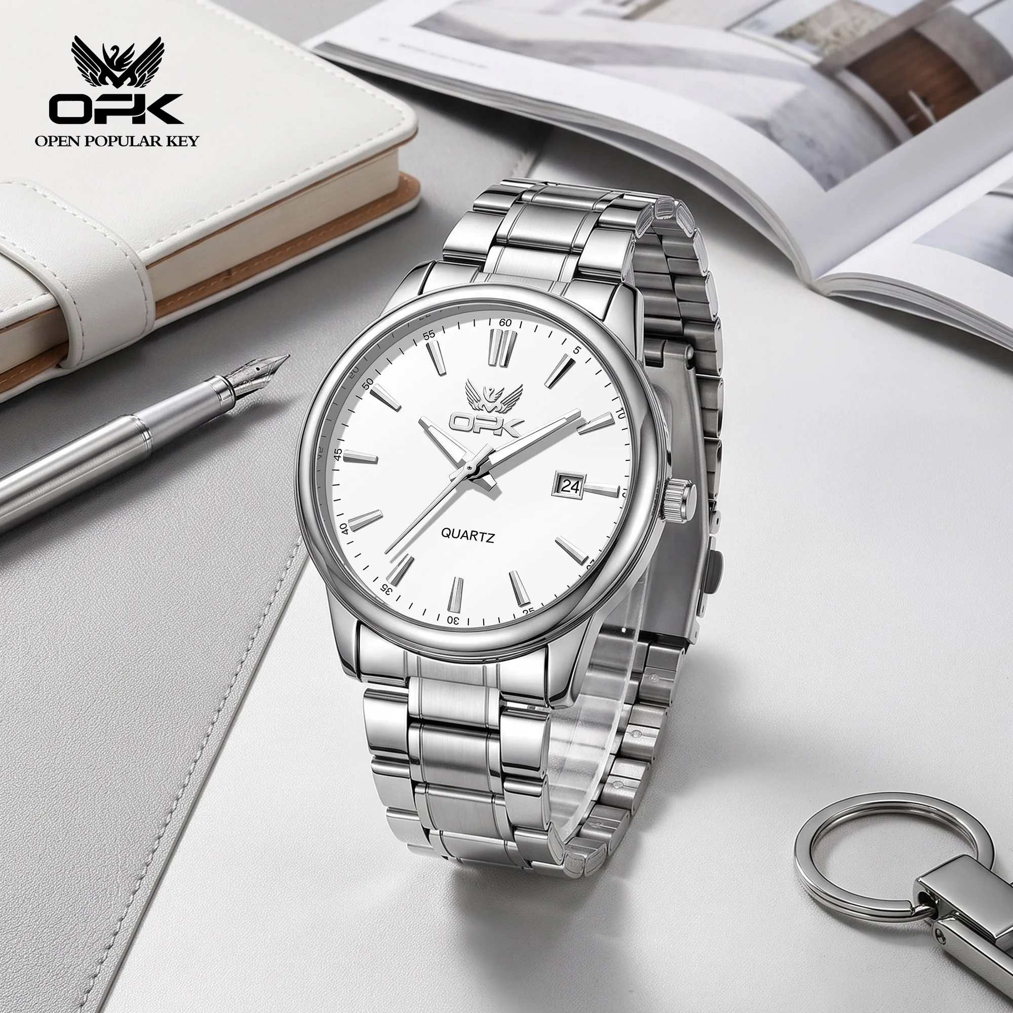 OPK Brand Watch Simple Business Calendar Quartz Watch Night Light Waterproof Men's Watch Men's Watch 6111