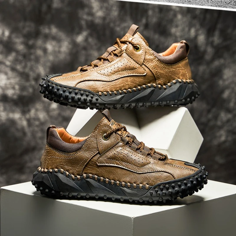

Outdoor Casual Leather Mens Shoes Retro Style Male Sneakers Adult Non-Slip Casual Desert Hiking Footwear Treking Shoes Trainers