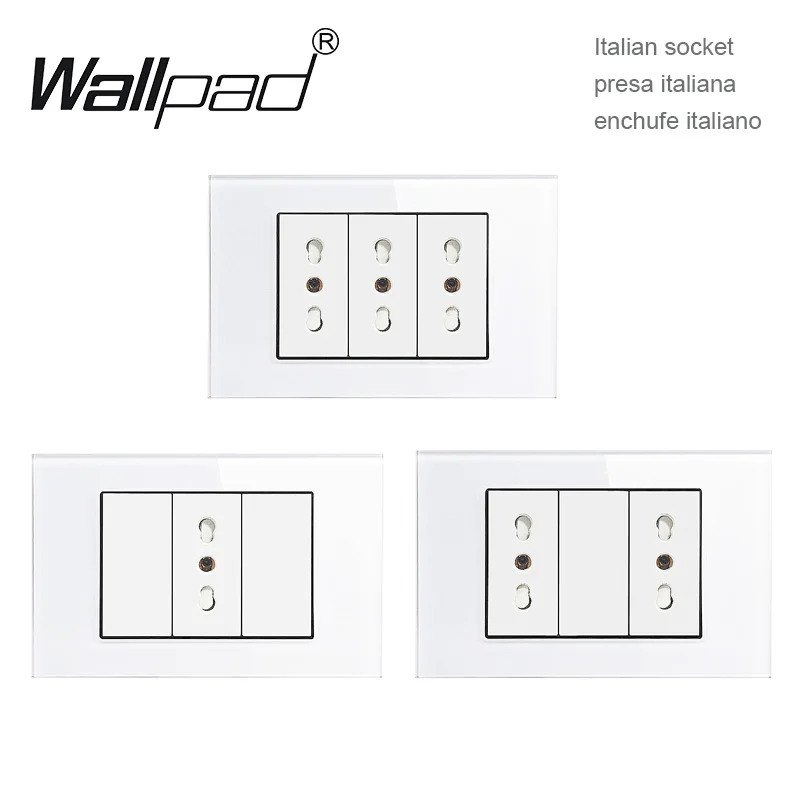 CHI IT gniazdo 118*75mm Wallpad L3 biały szklany Panel AC 110V 10A moc podwójny potrójny włoski Chile gniazdko do montażu naściennego