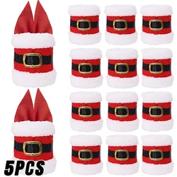 5/1 pçs anéis de guardanapo de natal papai noel cintos guardanapo titular talheres ornamentos natal navidad ano novo mesa jantar decorações