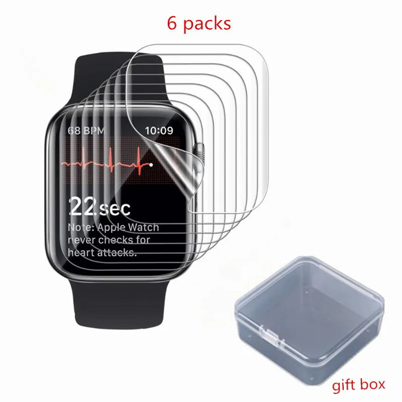 6pcs Soft Film Hydrogel Screen Protector for Apple Watch 4/5/6/7/8/9 Ultra with Gift Storage Box