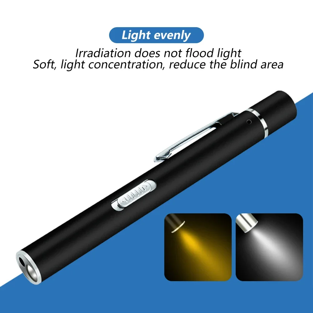 USB Rechargeable Medical Handy Pen Light Mini Nursing Flashlight LED Torch Lamp With Stainless Steel Clip Pocket Led Flashlight