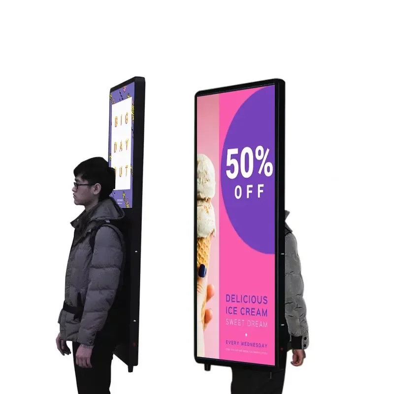 Portable Backpack Billboard Waterproof Aluminium LED & LCD Type for Outdoor Marketing for Human Walking Advertising